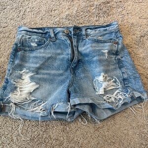 American Eagle Outfitters Blue Distressed Jean Shorts